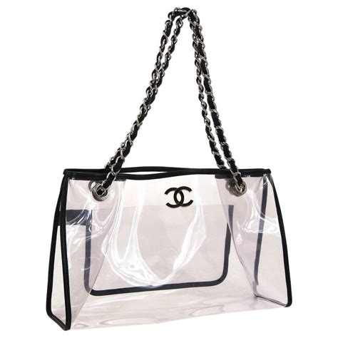 chanel black beach bag|Chanel clear tote bag.